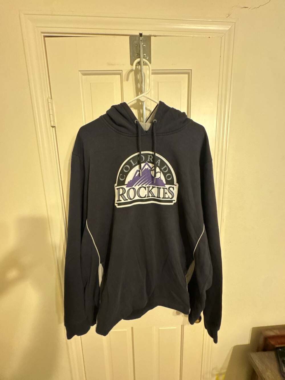 Majestic Athletic Colorado Rockies MLB Hoodie Sweatshirt Dark Navy Blue 2XL